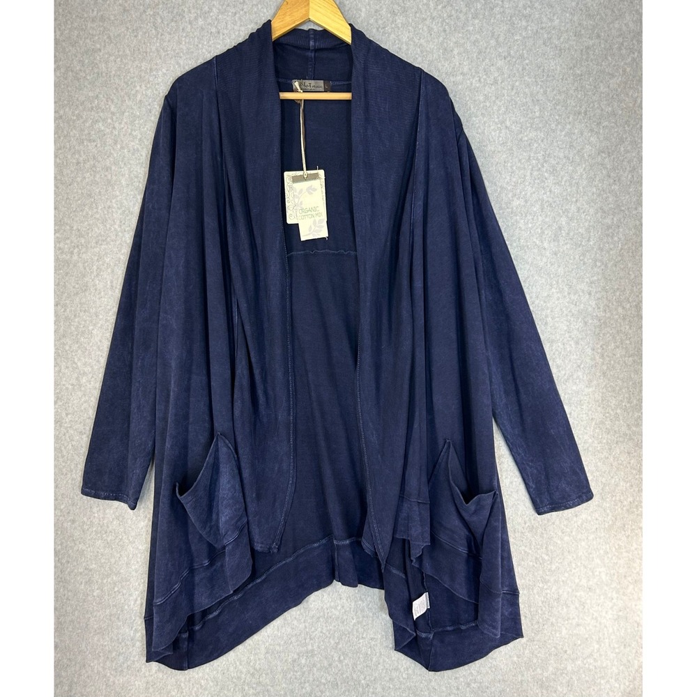 Chalet et Ceci Cardigan Sweater Navy‎ Blue Organic Cotton Hemp Duster Size M NWT